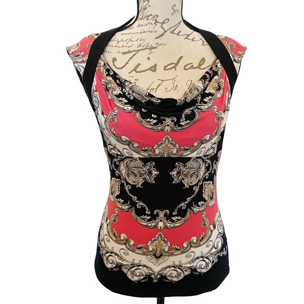 CACHE Elegant Women's Baroque Print Top Size Small